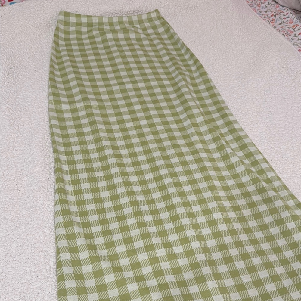 Green Gingham Women's Skirt